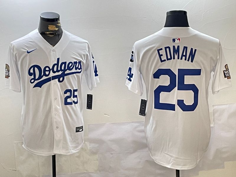 Men Los Angeles Dodgers 25 Edman White Game 2024 Nike MLB Jersey style 11208